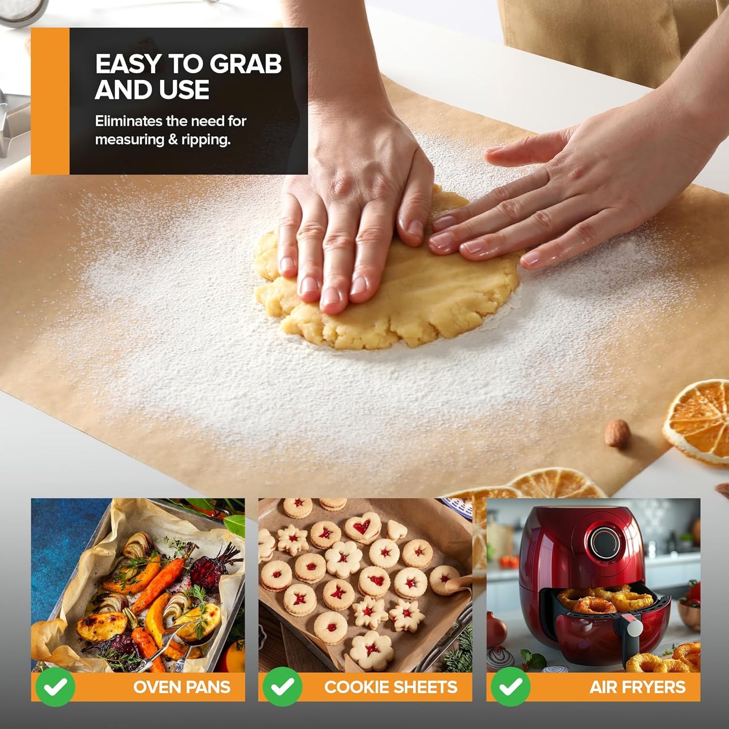 Stock Your Home Unbleached Parchment Paper Sheets - 200 Pre-Cut Baking Sheets (10.7”x13.75”)