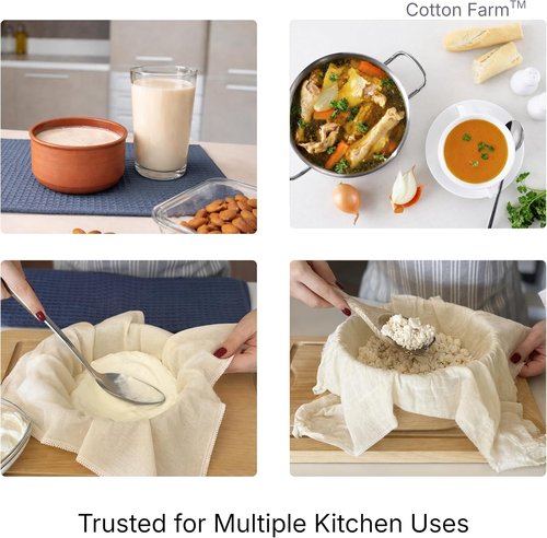 Cotton Farm Grade 100 XL Cheese Cloth - 100% Unbleached Cotton for Straining & Cooking | 36x36 Inch, Reusable