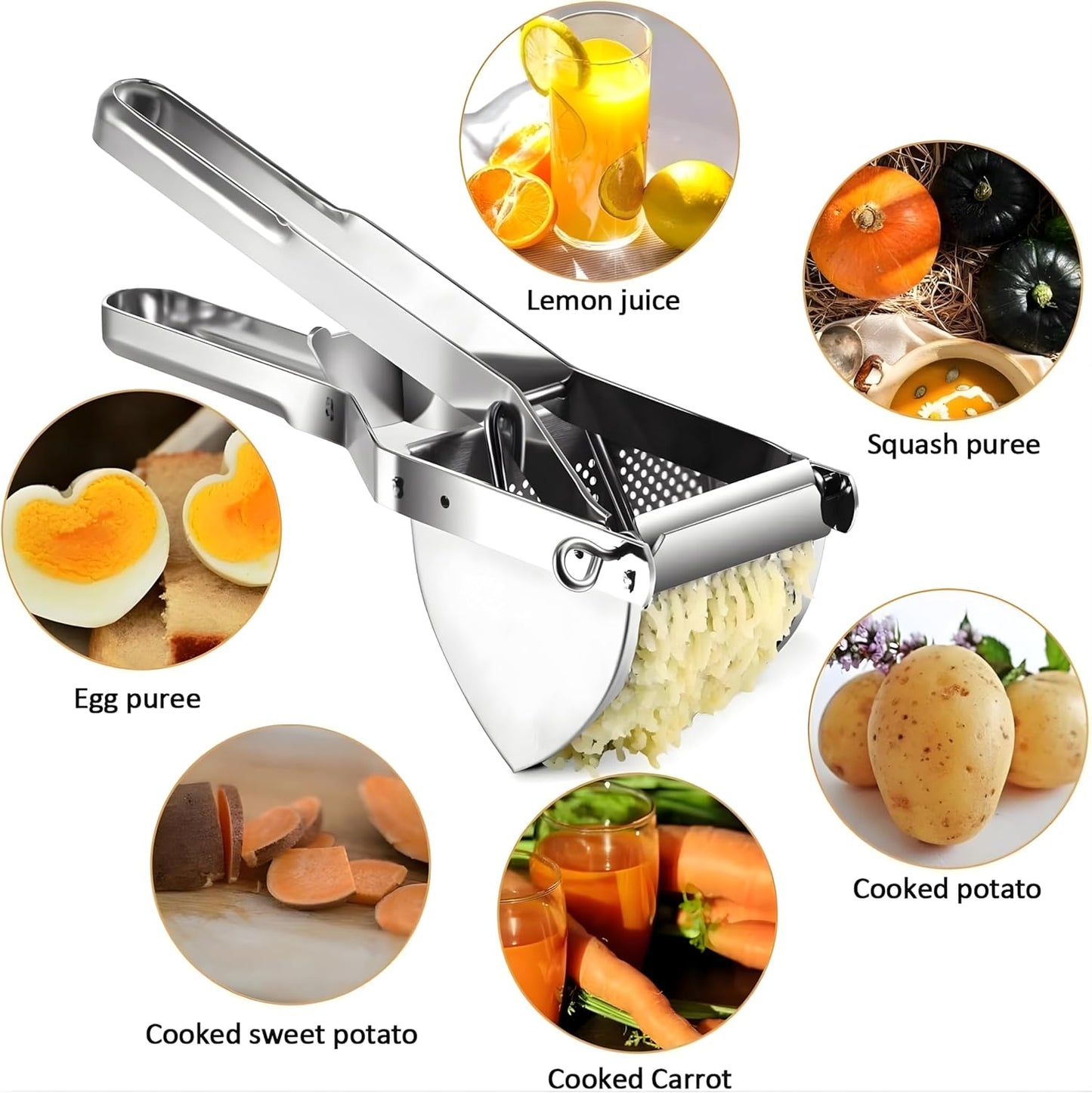 Potato Ricer - Heavy Duty Stainless Steel Masher for Fluffy Mashed Potatoes | 23 Oz Capacity