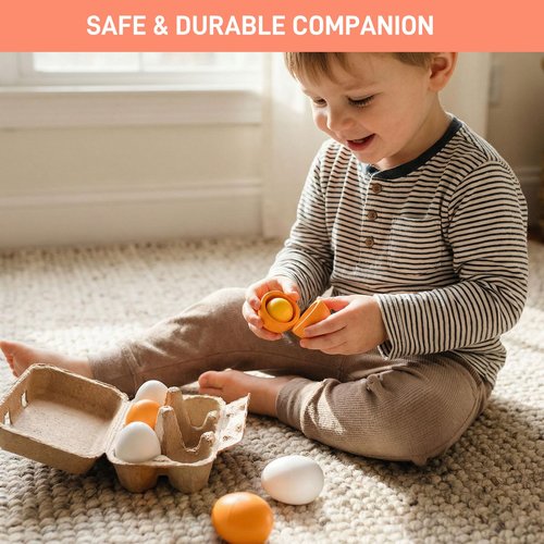 HANSGO 6PCS Play Food Sets for Kids Kitchen,Play Kitchen Accessories Wooden Egg Toy Food Grocery Store Pretend for Toddler Cooking DIY