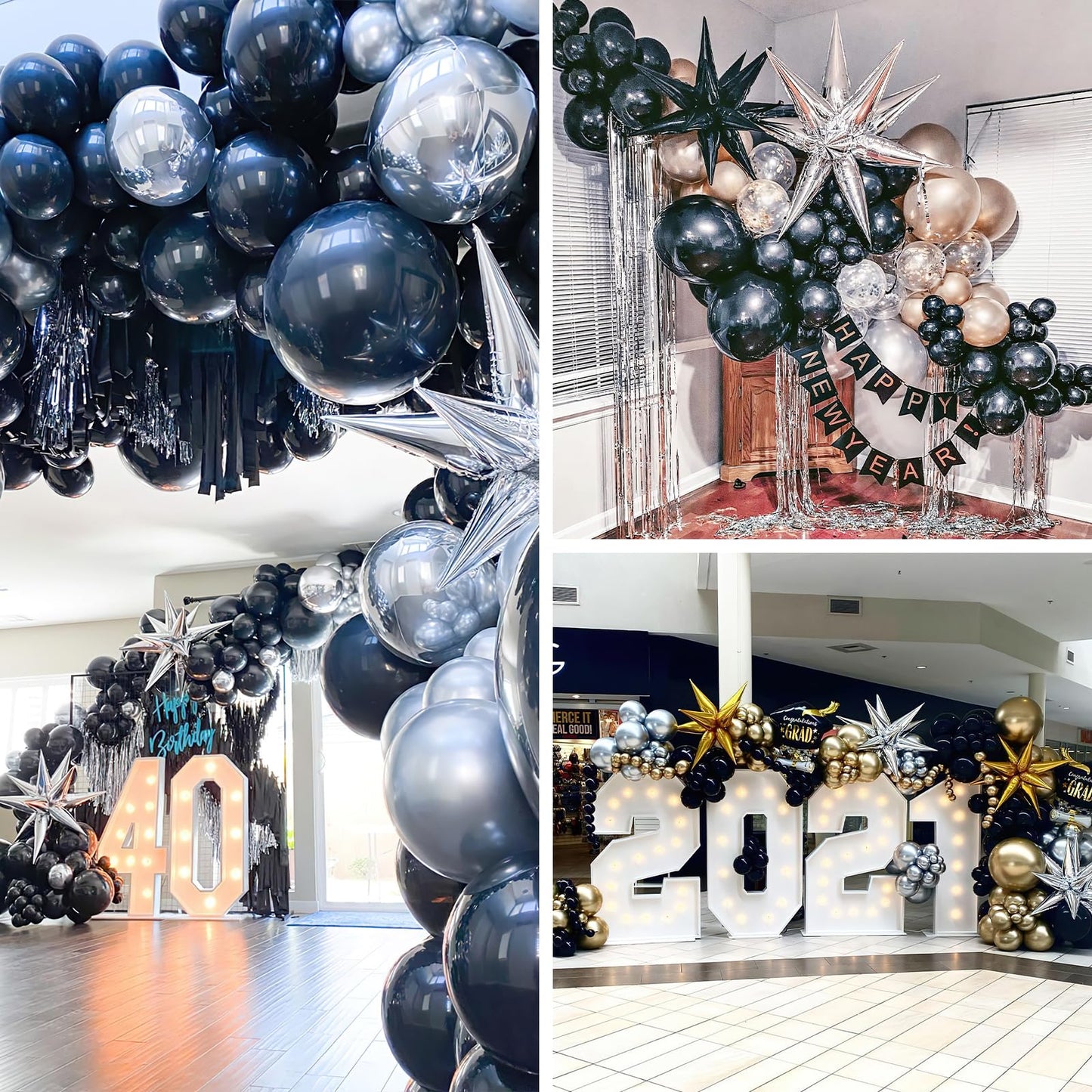 PartyWoo Metallic Silver Star Balloons 110pcs Different Sizes 18 12 10 5 Inch Pack 22 Inch Silver Spike Star Explosion Foil Mylar Balloon Arch Kit for Birthday Party Decorations Silver-G102