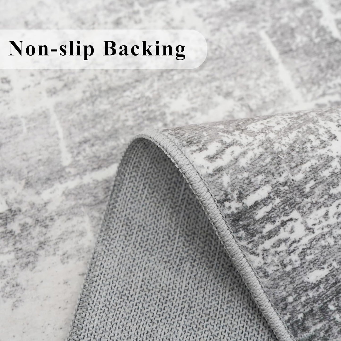 Skiennix Washable 2x5 Hallway Runner Rug - Soft, Water-Resistant Indoor Carpet in Light Grey