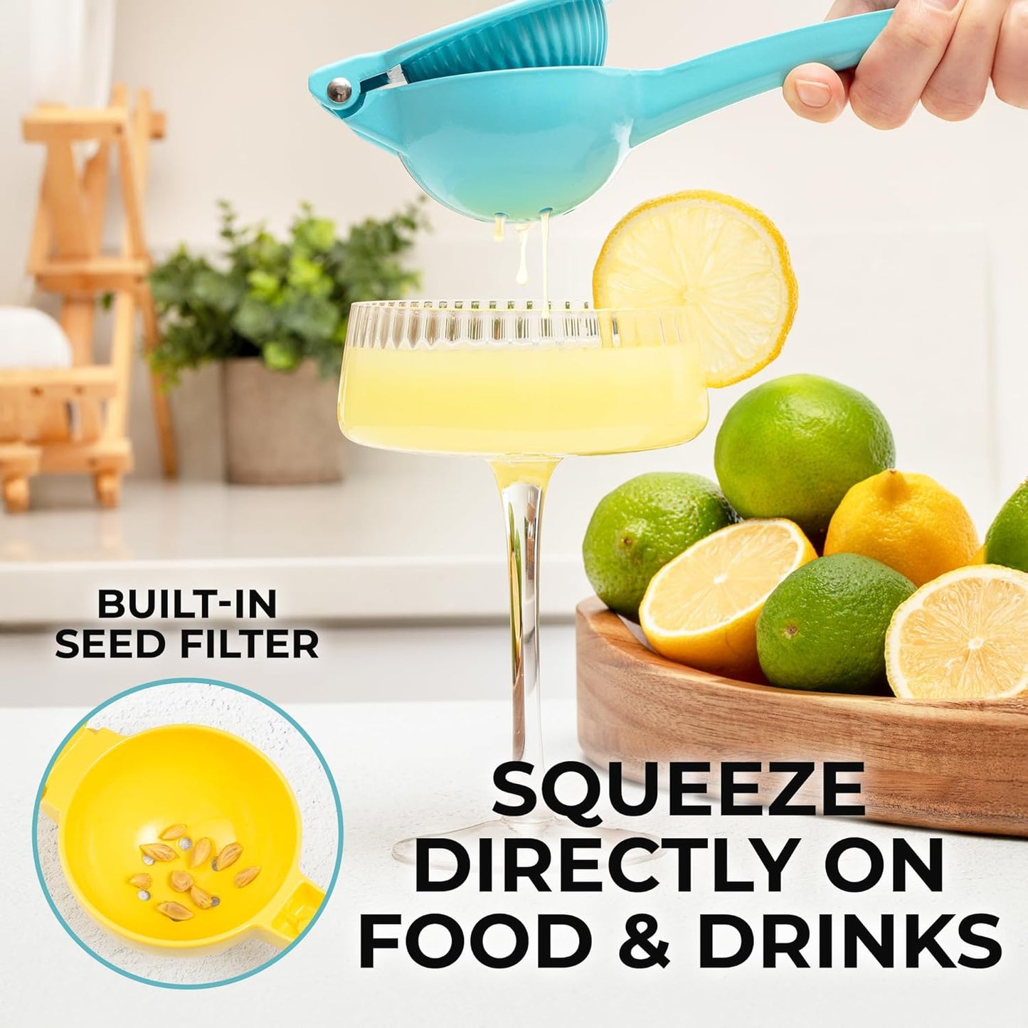 Zulay Premium Quality Lemon Squeezer - Manual Citrus Juicer for Maximum Juice Extraction | Light Blue