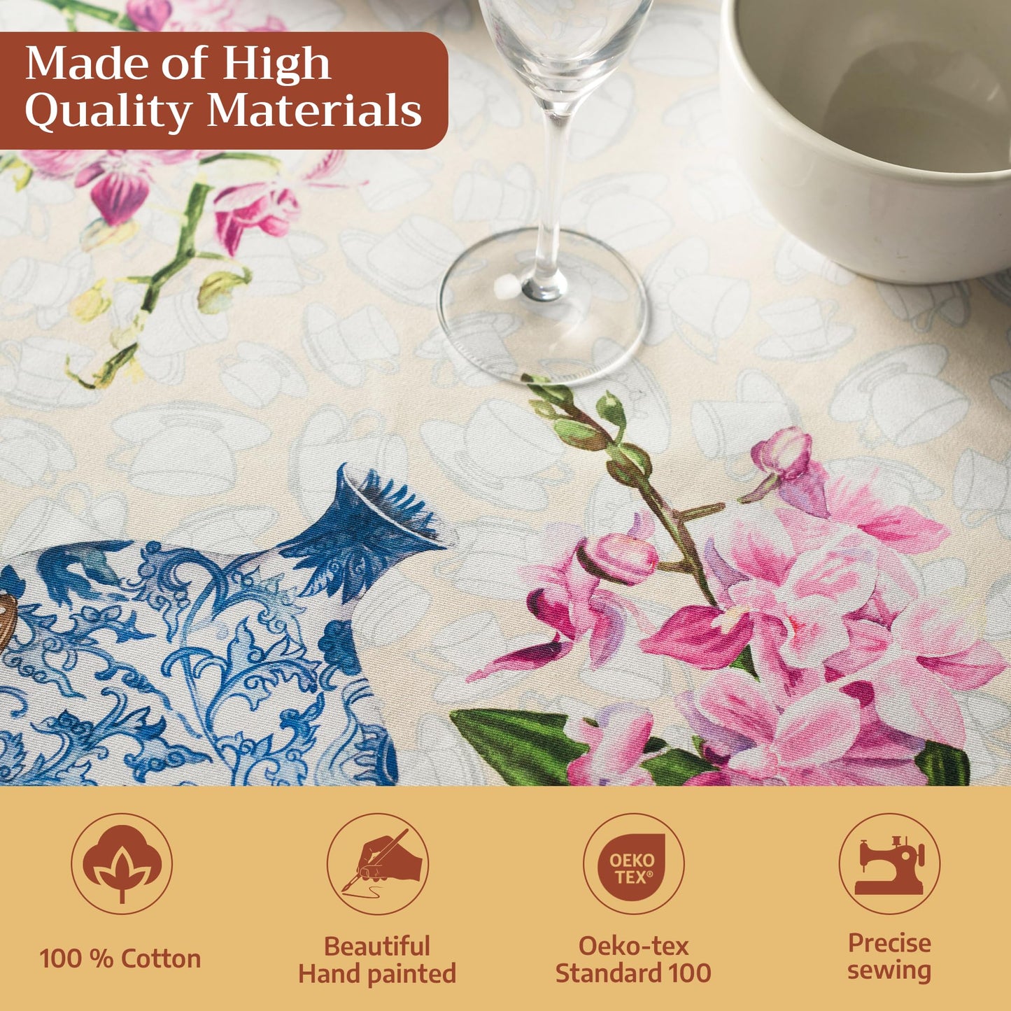 Maison d' Hermine Table Cloth Rectangle Table 100% Cotton 60 x 120 Inches Tablecloth Reusable Decorative for Dining Kitchen Room Farmhouse Home Gifts for Mothers Day Spring Summer - Canton