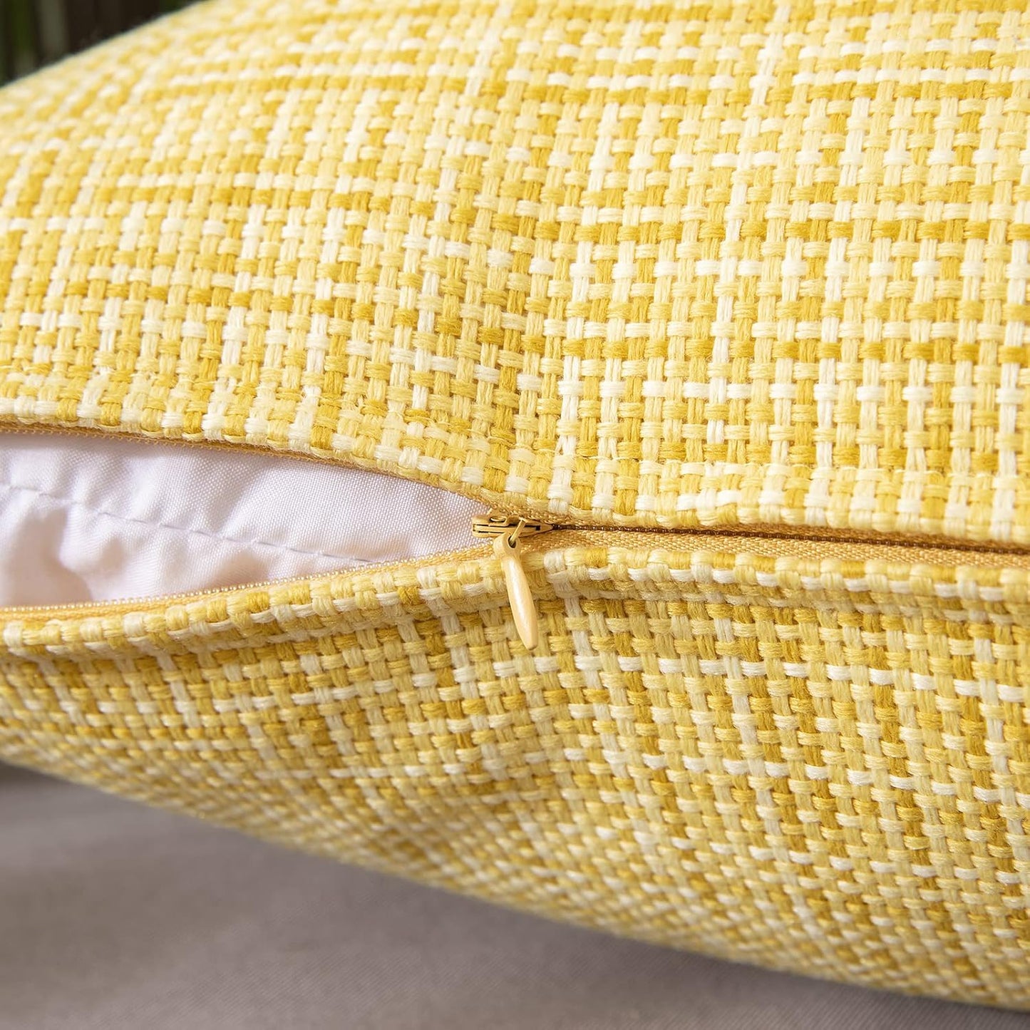 MIULEE Outdoor Waterproof Throw Pillow Covers - Decorative Farmhouse Cushion Covers | 12x20 Inch Yellow, Pack of 2