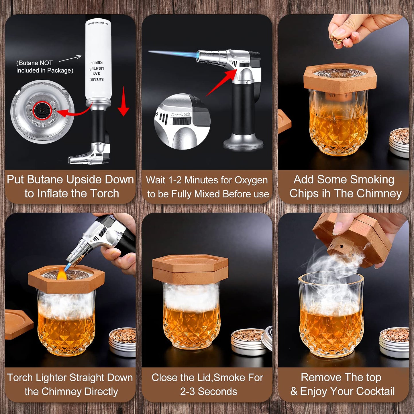 WEICHA Bourbon Whiskey Gifts for Men Dad - Cocktail Smoker Kit with Torch, Birthday Anniversary Unique Gifts for Father Boyfriend Husband Grandpa, Smoked Bourbon Kit, Mens Gifts Ideas