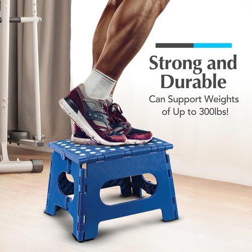 Handy Laundry Folding Step Stool - Lightweight & Sturdy for Adults and Kids - Easy One-Flip Design (Blue | 2-Pack)