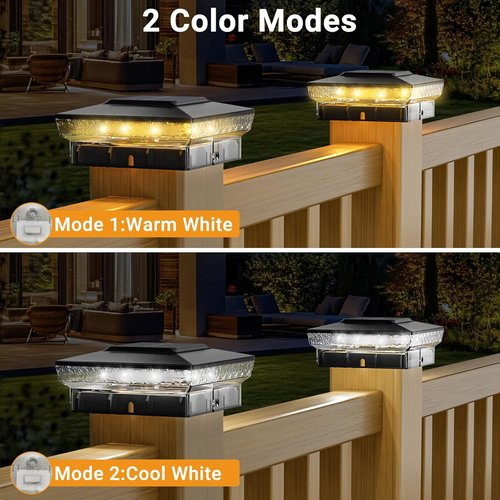 Btfarm Solar Post Cap Lights - 16 Pack Waterproof LED Outdoor Lighting for 4x4 & 3.5x3.5 Posts