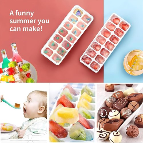Airabc Silicone Ice Cube Trays - Easy-Release 14-Cube Design | BPA-Free & Stackable with Removable Lid