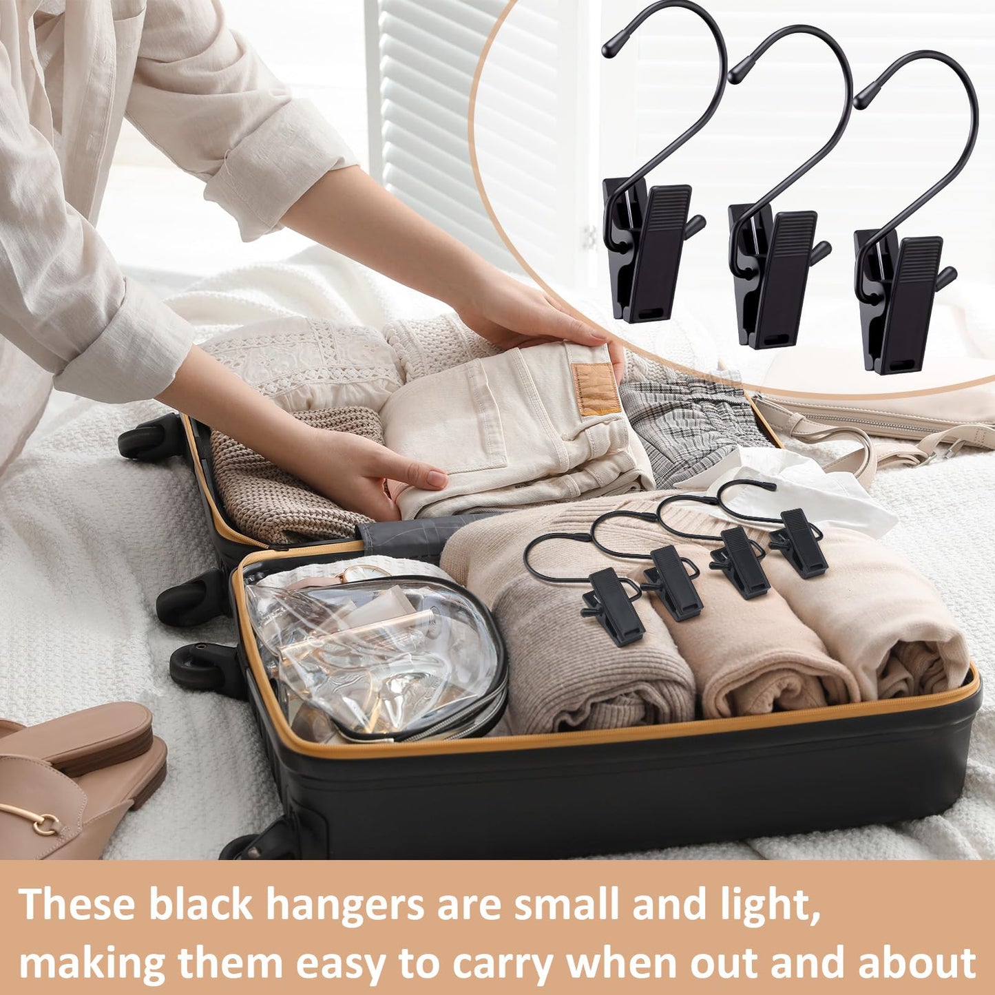 Otoolling 50 Pcs Boot Hangers for Closet Boot Hooks Pants Hangers with Clips Heavy Duty Black Clothes Clips for Legging Socks Towels Hats