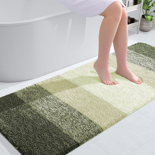 OLANLY Bathroom Runner Rug - Extra Soft Microfiber Mat 59x24 | Quick Dry, Washable, Dark Green