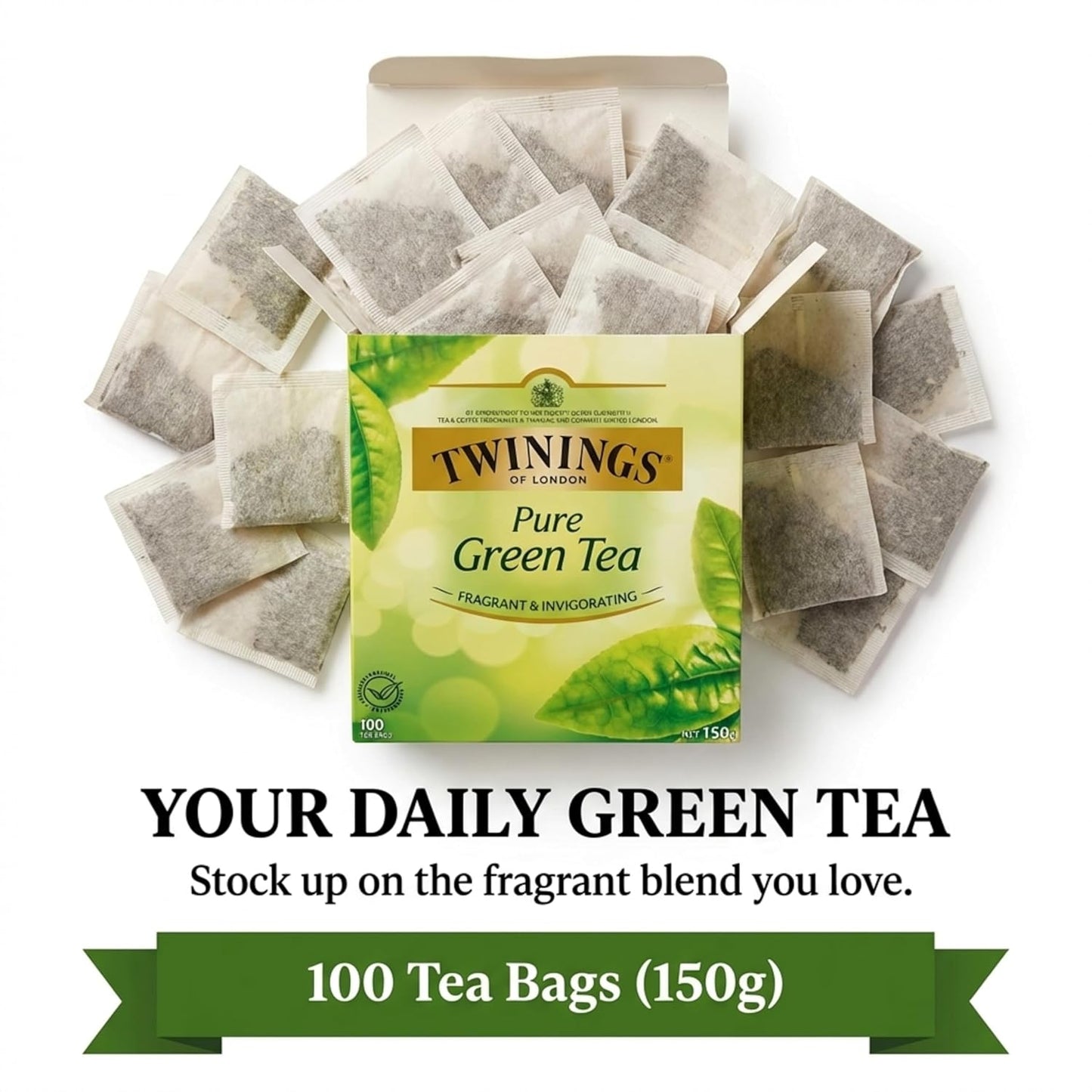 Twinings Green Tea Bags - All-Natural, Pure Flavor - 100 Count Pack