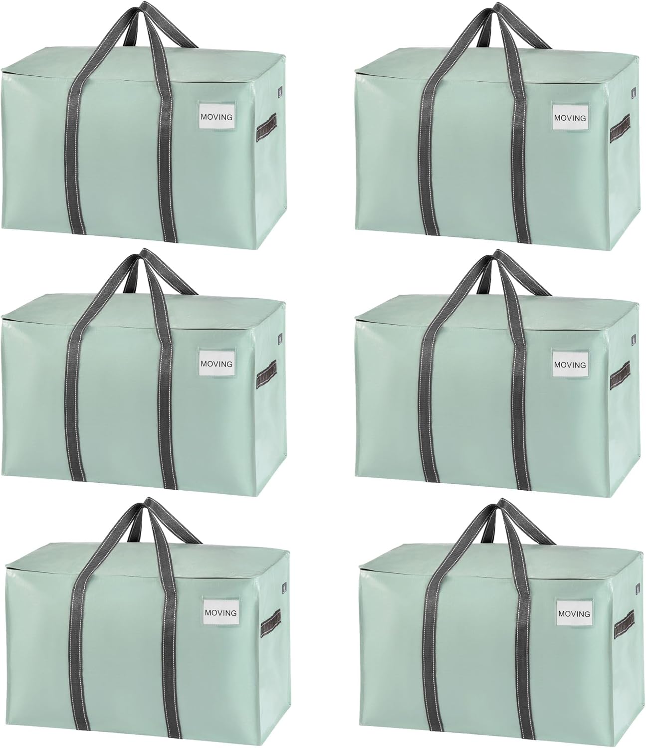 VENO Heavy Duty Moving Bags - Extra Large Storage Solution with Reinforced Handles & Strong Zippers | 6 Pack, Foldable & Reusable