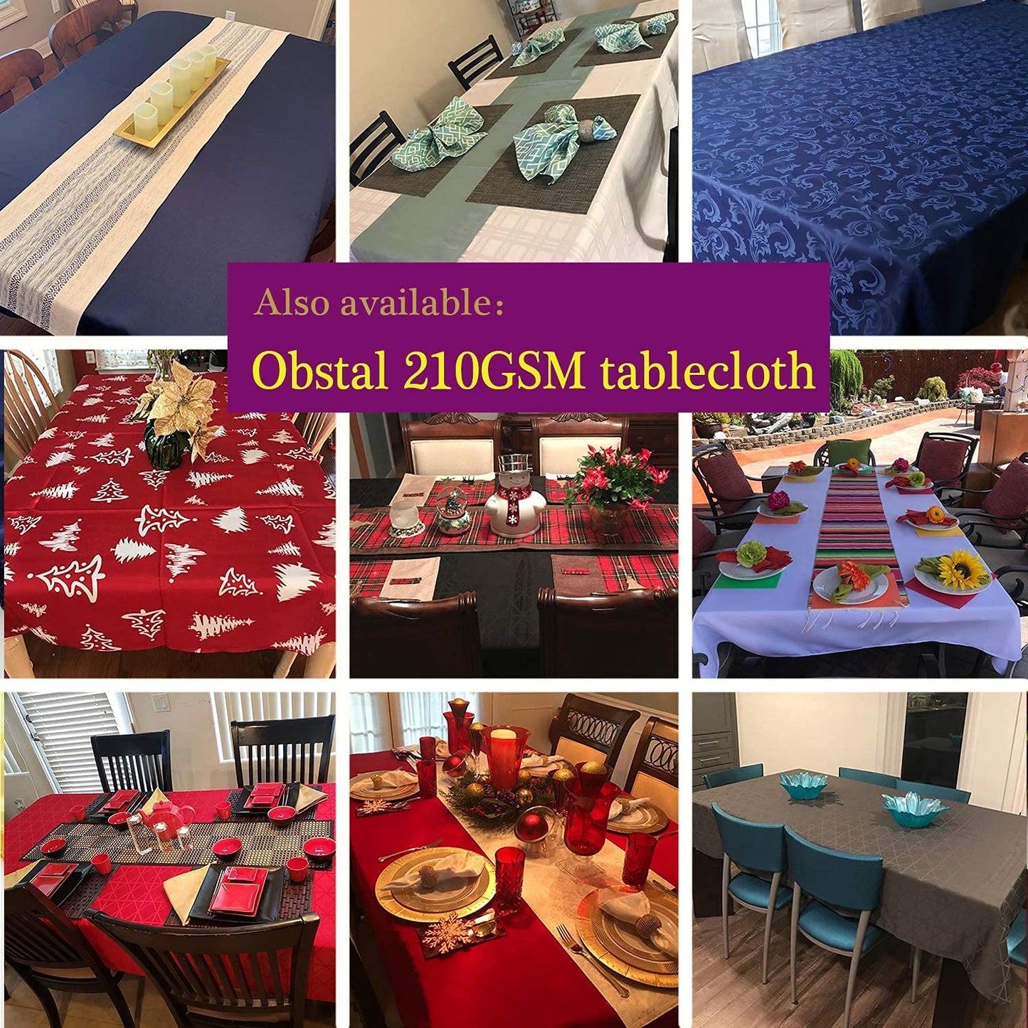 Obstal Rectangle Table Cloth, Oil-Proof Spill-Proof and Water Resistance Microfiber Tablecloth, Decorative Fabric Table Cover for Outdoor and Indoor Use (Navy Blue, 60 x 84 Inch)