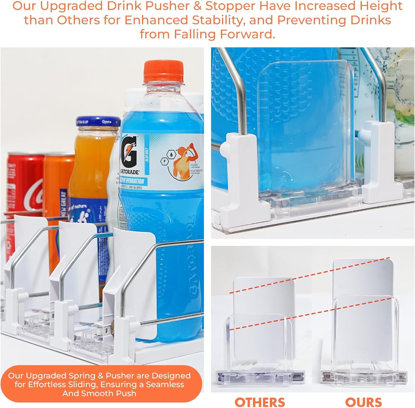 Skiennix Premium Drink Organizer - Ultra Space-Saving Refrigerator Dispenser Holds 25 Cans | White