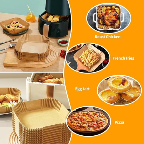 Air Fryer Liners Disposable 150Pcs, 8" Square Parchment Paper Liner for Air Fryer, Baking, Roasting and Microwave, Non-Stick Airfyer Liners Accessories
