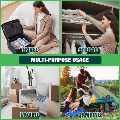 HIBAG Vacuum Storage Bags - Jumbo 10 Pack with Electric Pump for Clothes, Pillows & Bedding