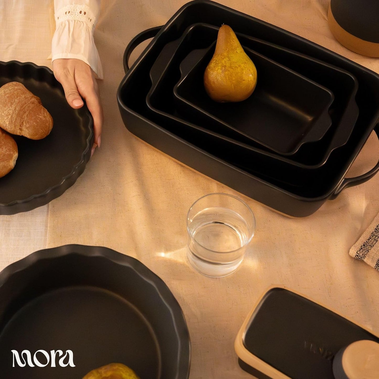 Mora Ceramic Baking Dish - Large 9x13 in Extra Deep Casserole Pan | Versatile Porcelain Bakeware in Liquorice