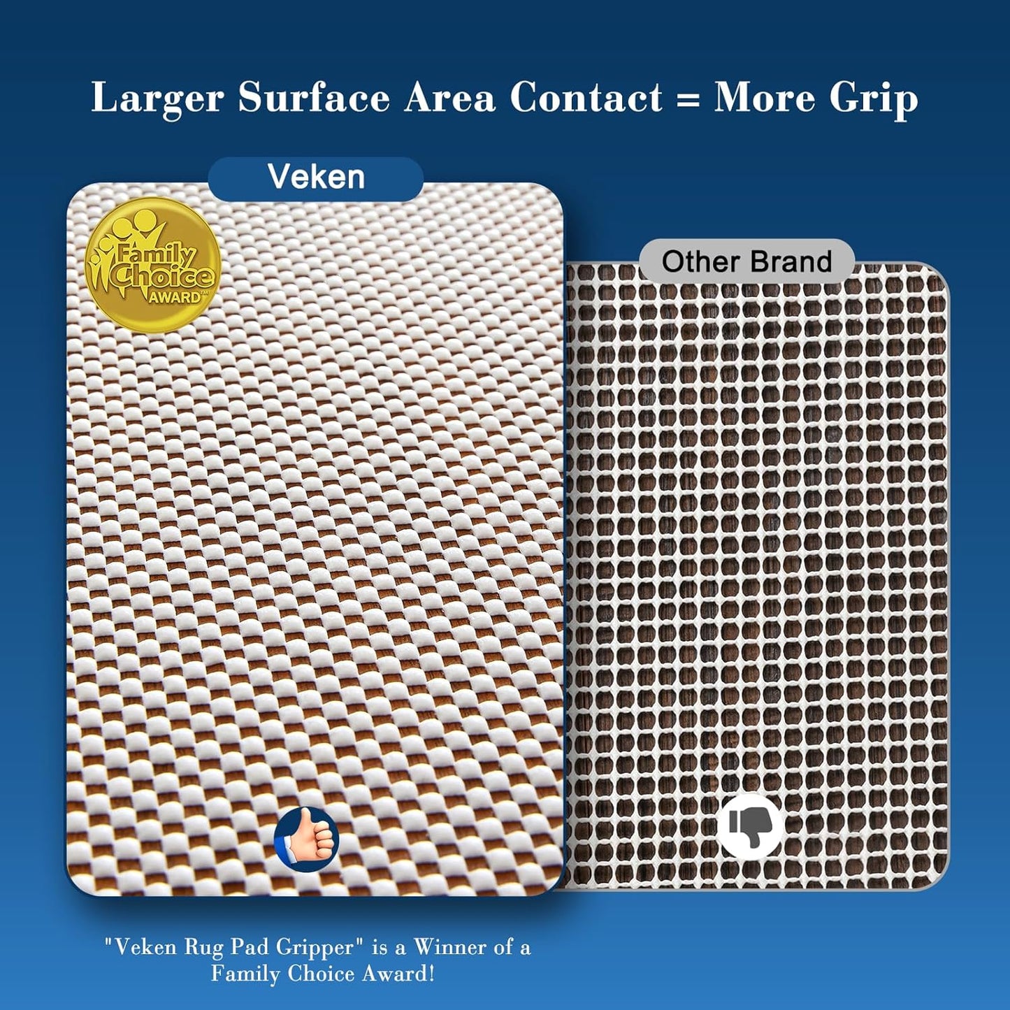 Veken Rug Pad Gripper - Non-Slip 8x11 Ft Thick Mat for Hardwood & Tile Floors | Keeps Rugs Secure