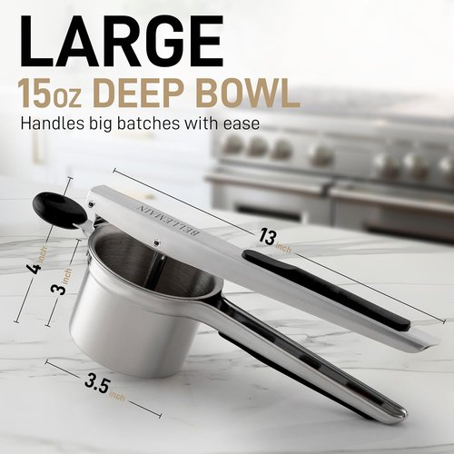 Bellemain Potato Ricer - Heavy Duty Stainless Steel Masher for Smooth Mashed Potatoes & Baby Food | 15oz
