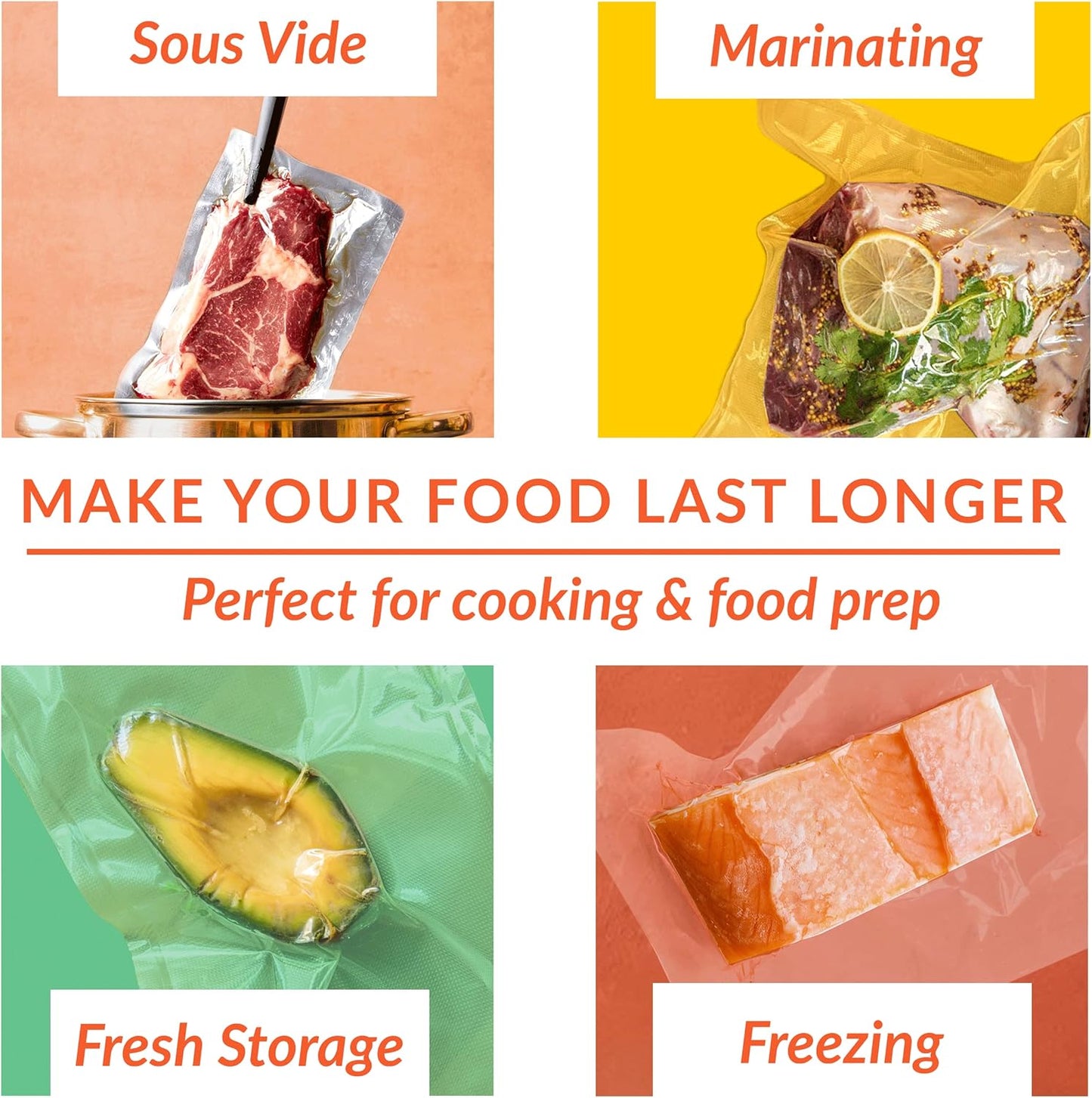Lock Vacuum Sealer Bags - BPA-Free 8x50 Inch Rolls for Food Preservation & Sous Vide | Set of 2