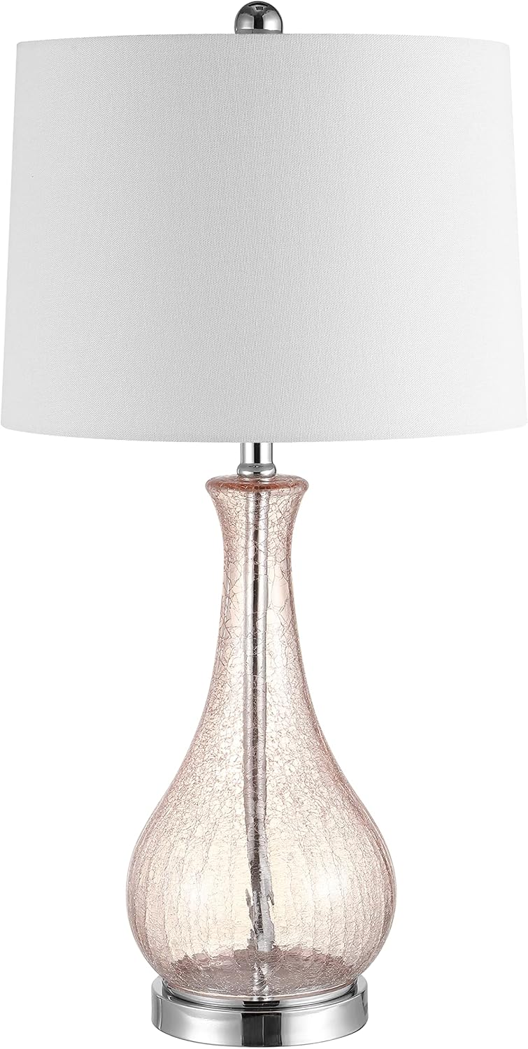 Safavieh Lighting Collection Finnley Light Blush Crackle 28-inch Bedroom Living Room Home Office Desk Nightstand Table Lamp (LED Bulb Included)