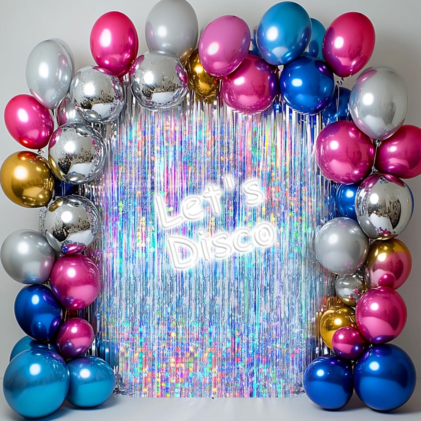 Silver Foil Fringe Curtain by [Brand Name] - 4 Packs of Metallic Tinsel Backdrop for Parties & Events