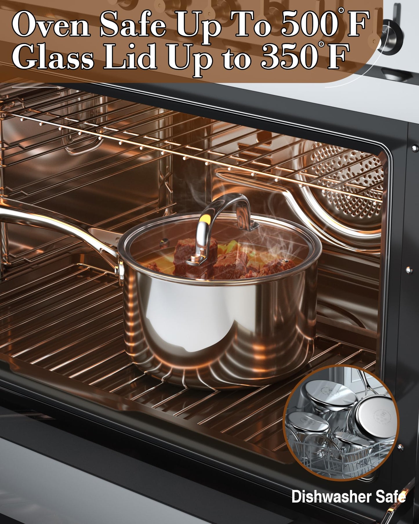 Cook N Home Stainless Steel Sauce Pan with Lid, 1.5 Quart Tri-Ply Full Clad Small Kitchen Pot, Dishwasher & Oven Safe, Induction Compatible Cookware