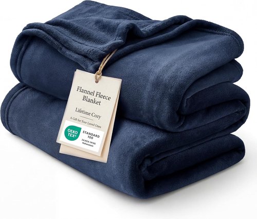 Bedsure GentleSoft Fleece Throw Blanket - XL Navy Plush 300GSM Cozy Blanket for Bed & Travel, 50x70 Inches