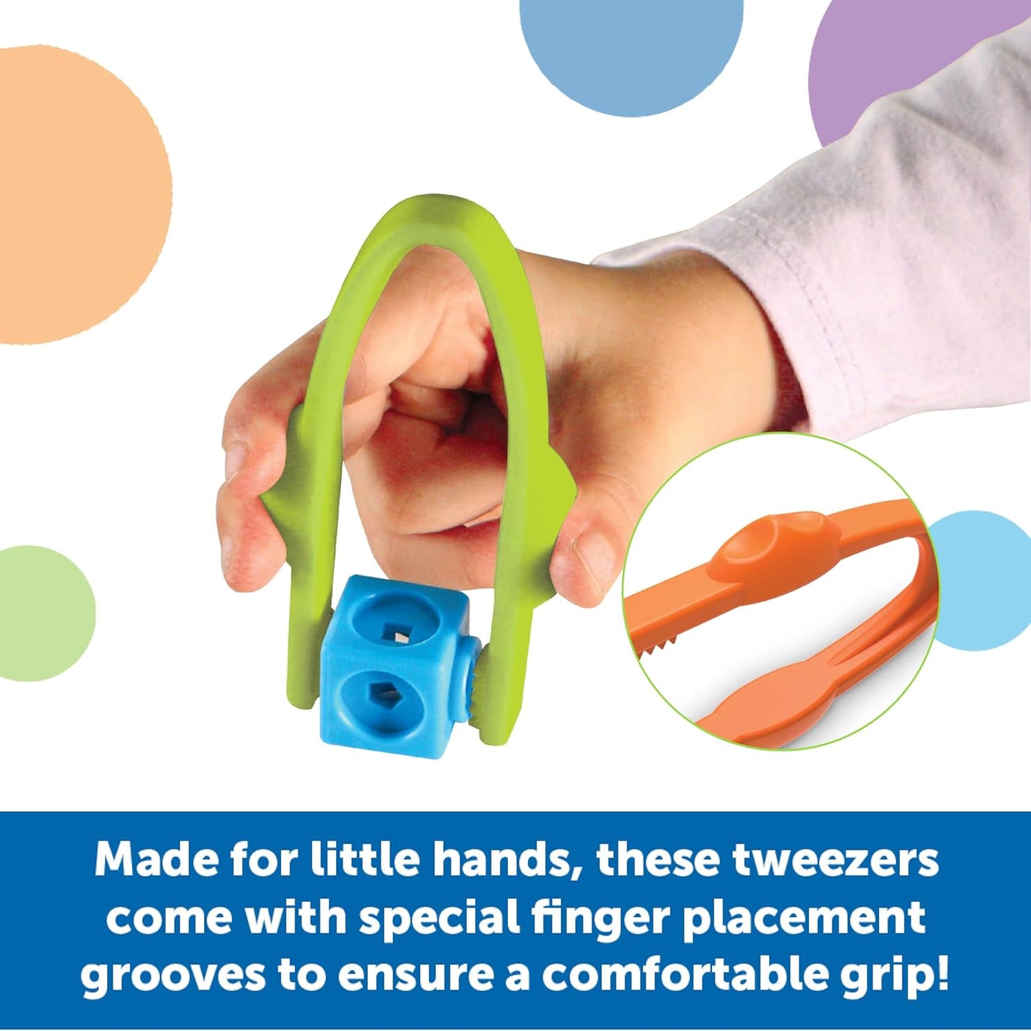 Learning Resources Easy-Grip Tweezers - Montessori Fine Motor Skills Tool for Kids | Sensory Bin Tongs