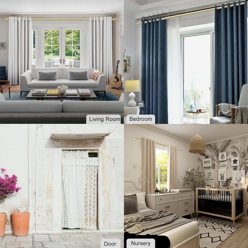 Byondeth Adjustable Curtain Rods - 16 to 200 Inches, 1 Inch Diameter, Flash Gold Aluminium Finials