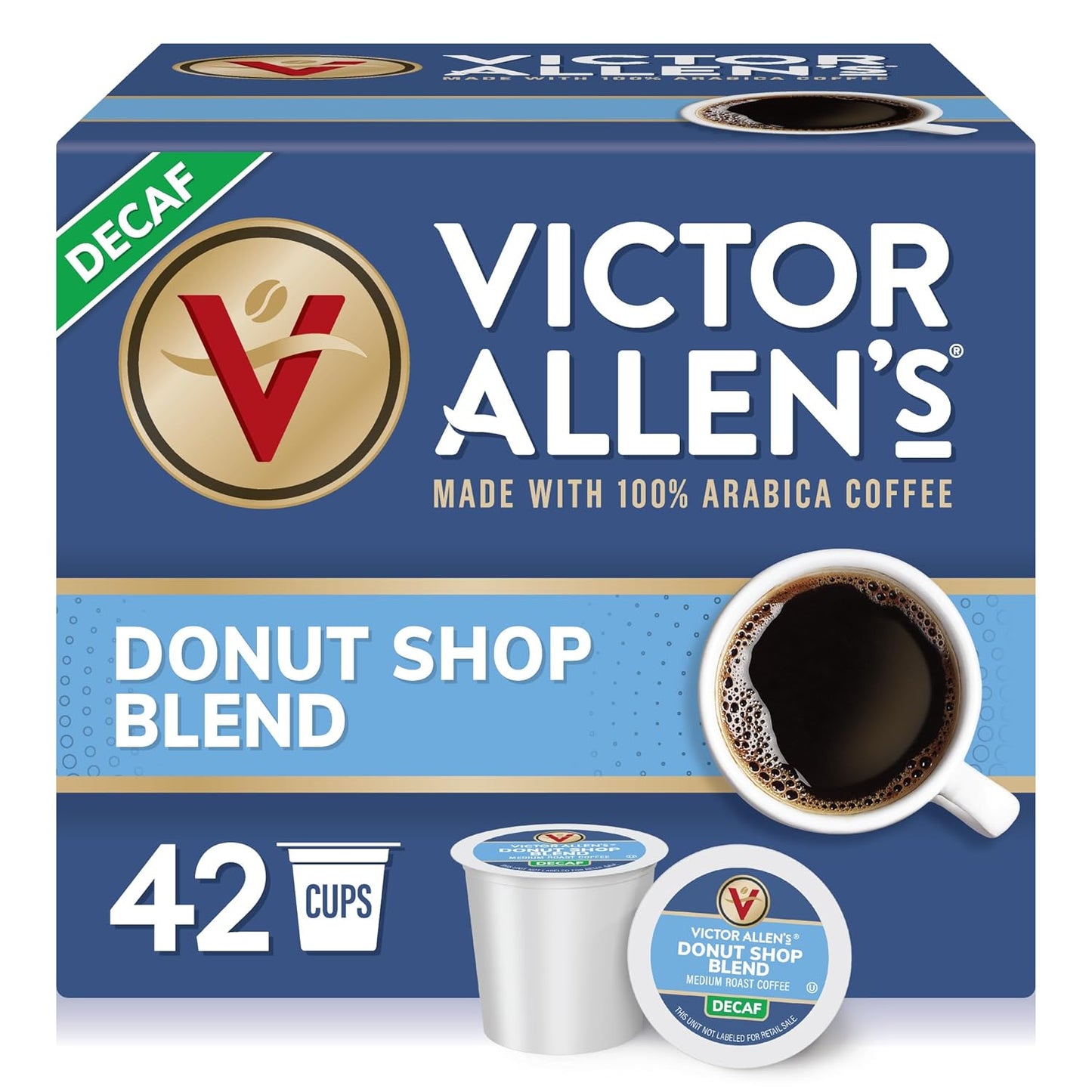 Victor Allen's Coffee Decaf Donut Shop Blend - Medium Roast Single Serve Pods | 42 Count for Keurig K-Cup