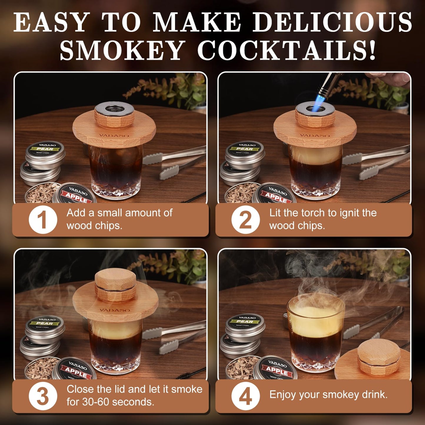 18PCS Whiskey Smoker Kit with Torch - 6 Flavors of Wood Chips, 2 Glasses, Ice Molds - Cocktail Smoker Kit, Old Fashioned Smoker Kit, Birthday Bourbon Whiskey Gifts for Men, Dad, Husband
