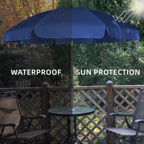 AMMSUN Patio Umbrella - 6.5 Ft Outdoor Table Umbrella with Tilt Steel Pole & UPF50+ Protection | Navy Blue