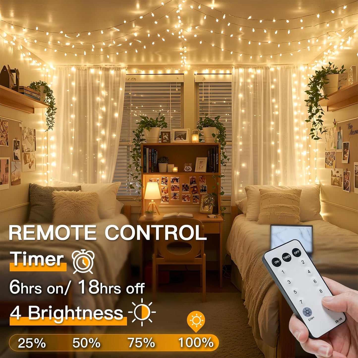 Suddus Indoor String Lights - 33ft Warm White LED Fairy Lights with Remote & Timer | Perfect for Bedroom, Weddings, and Outdoor Decor