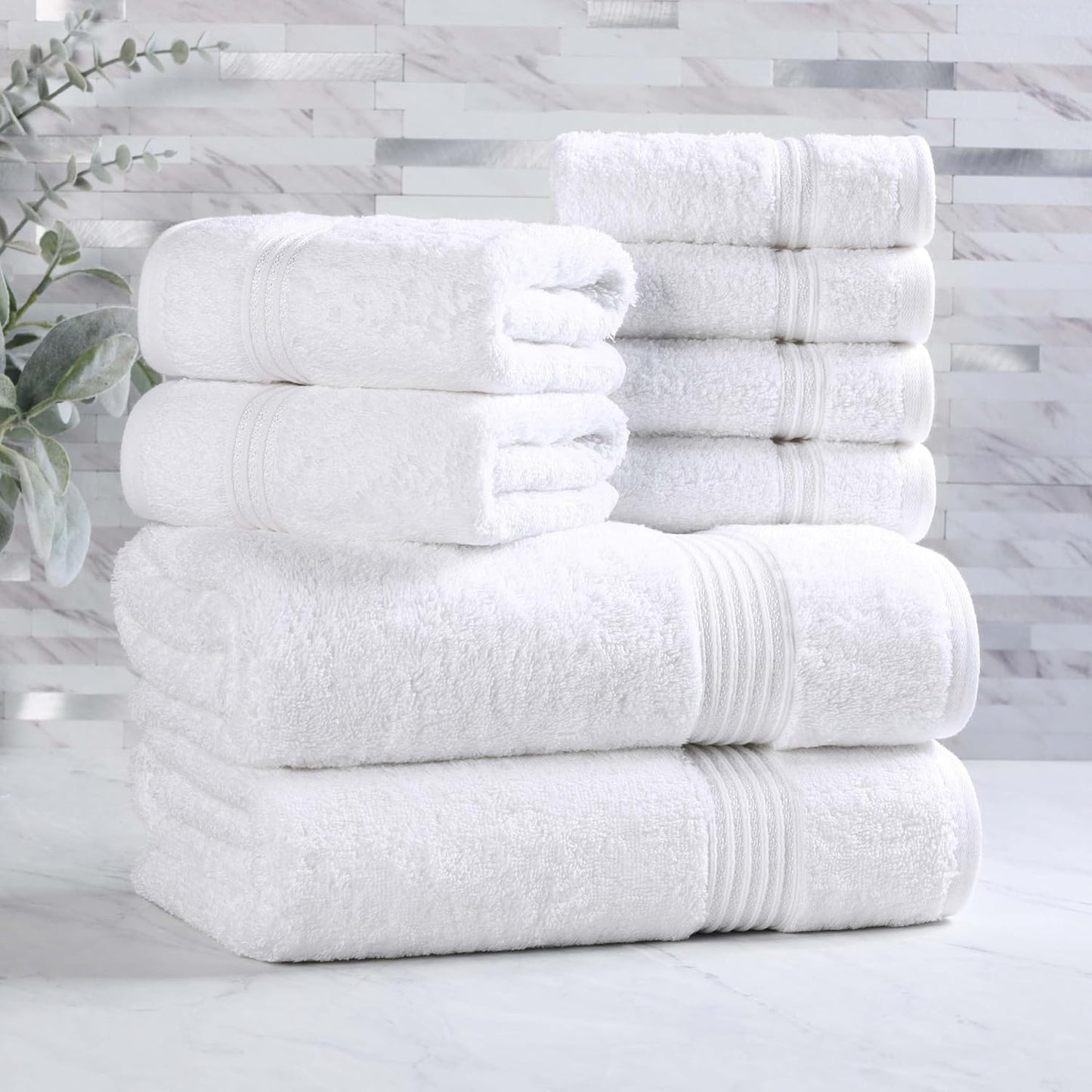 Superior Egyptian Cotton 6-Piece Towel Set, Bathroom Essentials, Towels For Bathroom, Apartment, Airbnb, Guest Bath, Face, Hand, Bath Towels, Washcloths, Absorbent, Fast Drying, Royal Purple