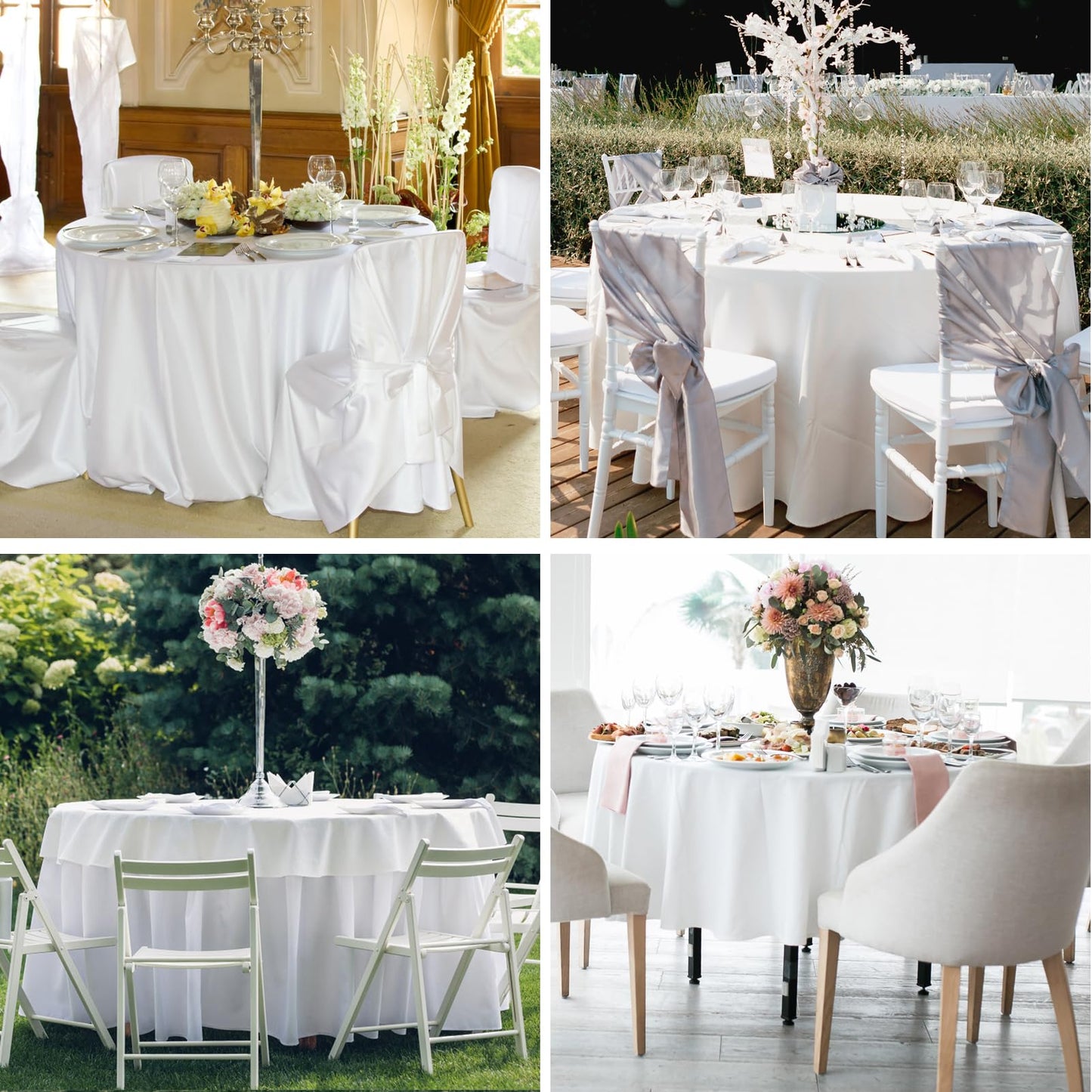Aocoz Round Tablecloth 120 Inch 10 Pack White Tablecloths Washable Decorative Linen Polyester Table Clothes Cover for Dining Table Banquets Buffet Parties and Wedding
