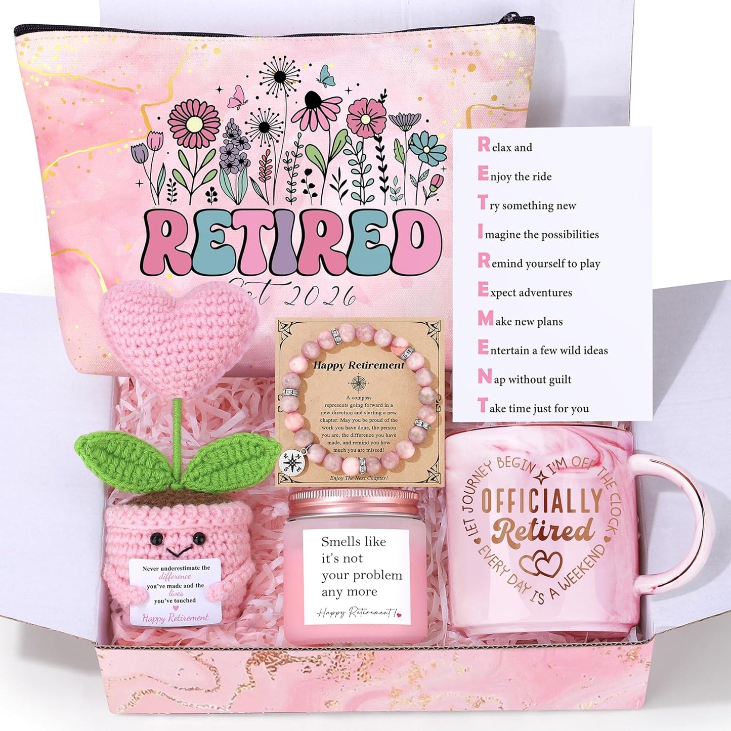 Regine Switzerland Retirement Gift for Women - Thoughtful Basket Set of 6 for Teachers, Nurses & Moms