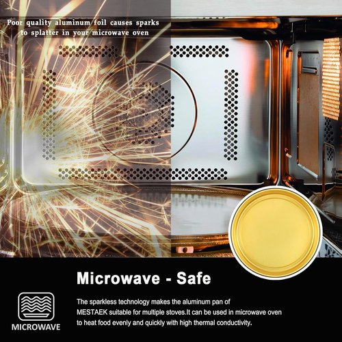Air Fryer Foil Liners by [Brand Name] - 20 Pack 7-Inch Round Disposable Aluminum Pans | High-Heat Safe, Food-Grade Black & Gold
