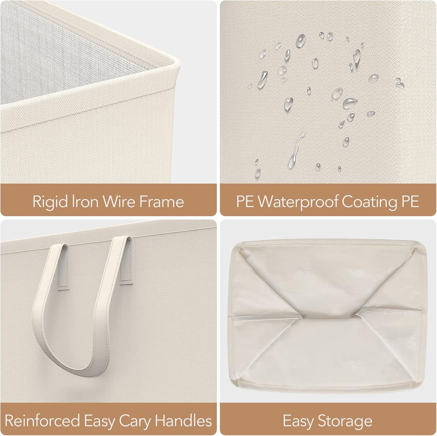 Regine Switzerland 75L Large Laundry Hamper - Waterproof & Freestanding | Ivory Color for Bedroom & Bathroom
