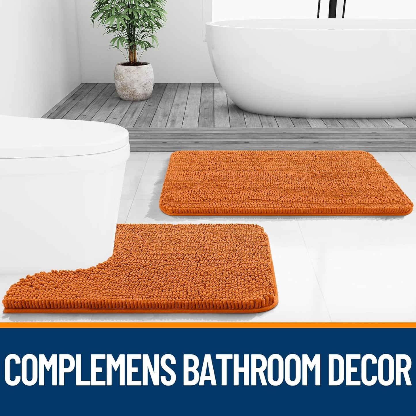 OLANLY Small Bathroom Rugs - Extra Soft Chenille Bath Mats | Quick Dry, Machine Washable, 24x16, Clay