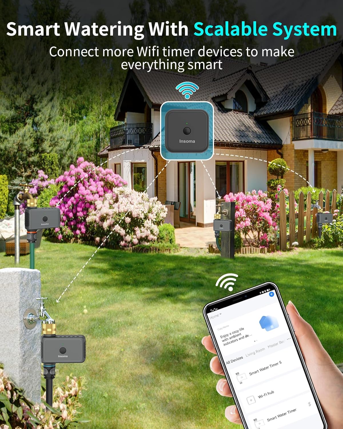 WiFi Hose Timer - Smart Water Timer with Brass Inlet | Remote Control via 2.4GHz WiFi, Alexa & Google Assistant Compatible for Lawns and Yards