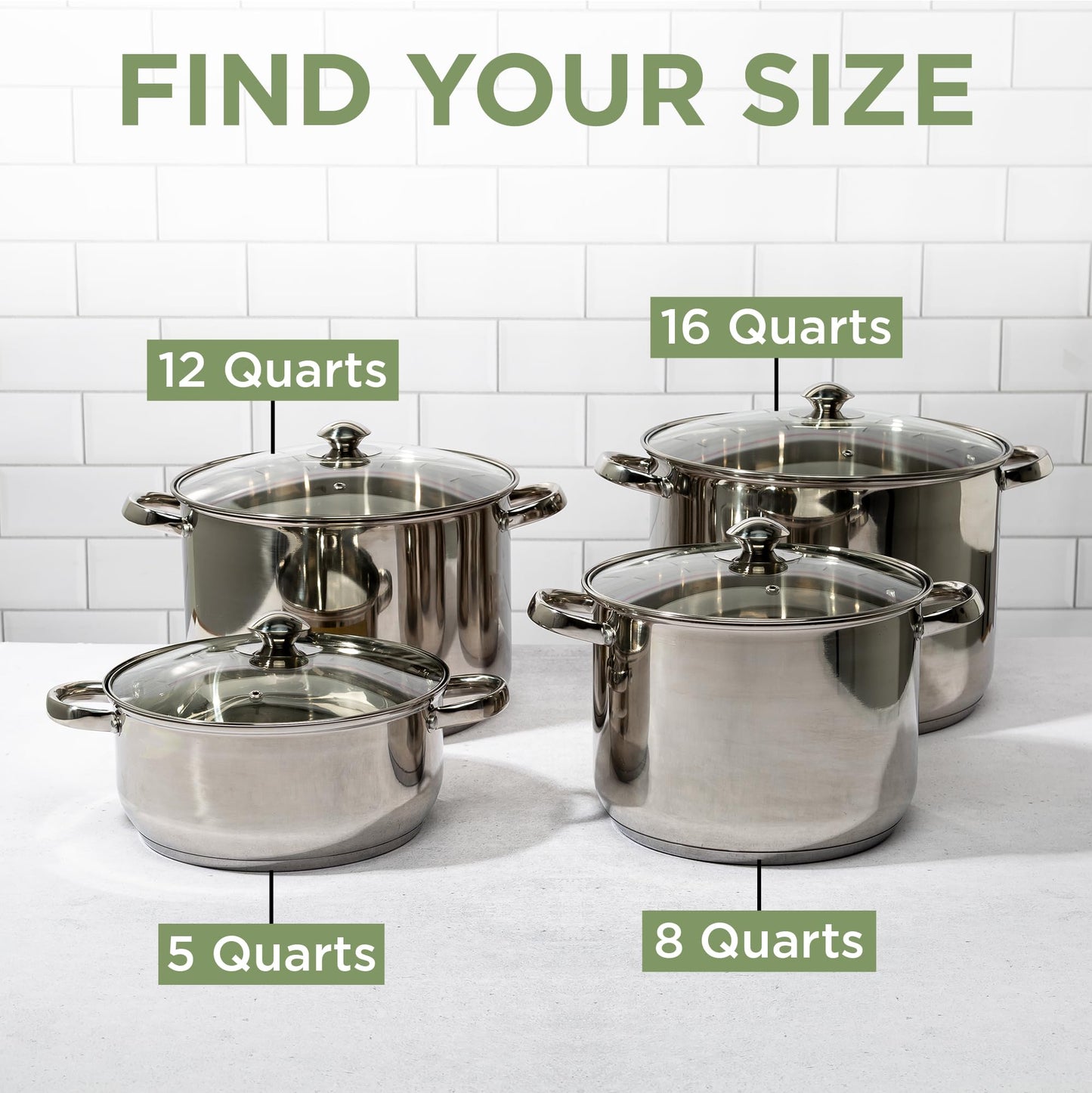 Ecolution Stainless Steel Stock Pot, Encapsulated Induction Ready Cooking Pot with Glass Lid, Oven Safe, Dishwasher Safe Soup Pot, 8-Quart
