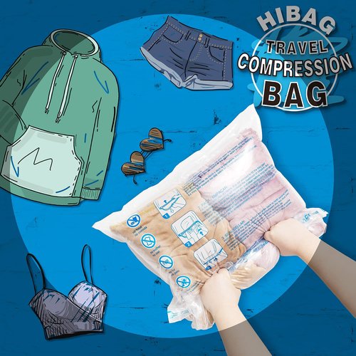 12 Compression Bags for Travel Essentials, Vacuum Packing Space Saver Bags for Cruise Accessories (12-Travel)