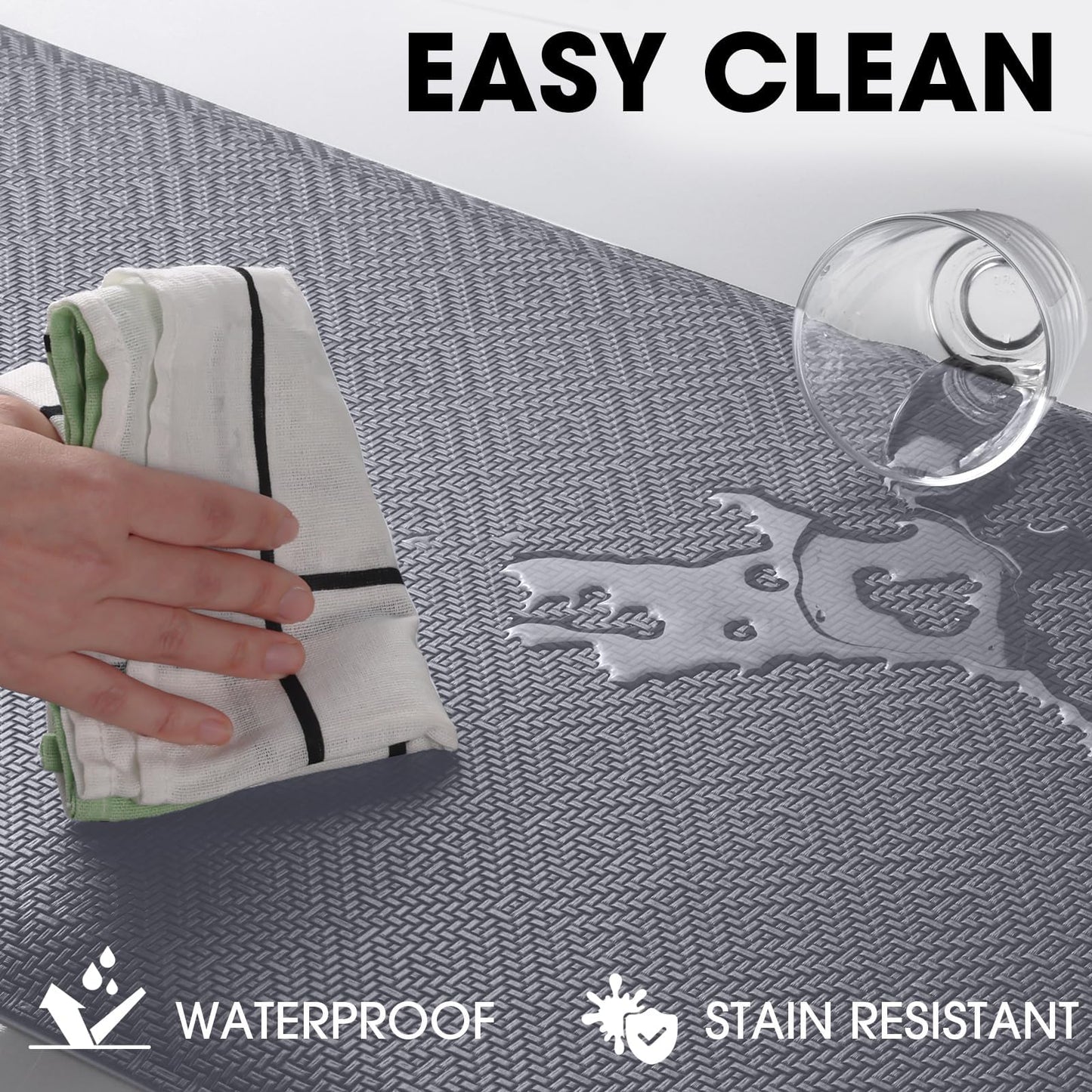 Mattitude Kitchen Mat Cushioned Anti-Fatigue Floor Mat Water Resistant Non-Slip Mats and Rugs Standing and Comfort Desk Mats for House Sink Office Laundry (Grey, 17.3"x28")