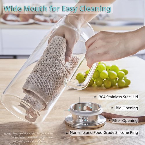 Bivvclaz 3 Pack 2 Liter 68 oz 2.1 Qt Glass Pitcher with Lid and Handle, Water Pitcher for Fridge, Glass Carafe for Hot/Cold Water, Large Iced Tea Pitcher for Coffee, Juice and Homemade Beverage
