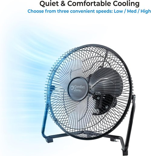 Comfort Zone High-Velocity Desk Fan - 9-Inch All-Metal 3-Speed Turbo Air Circulator | Quiet & Tilt Adjustable for Office & Home