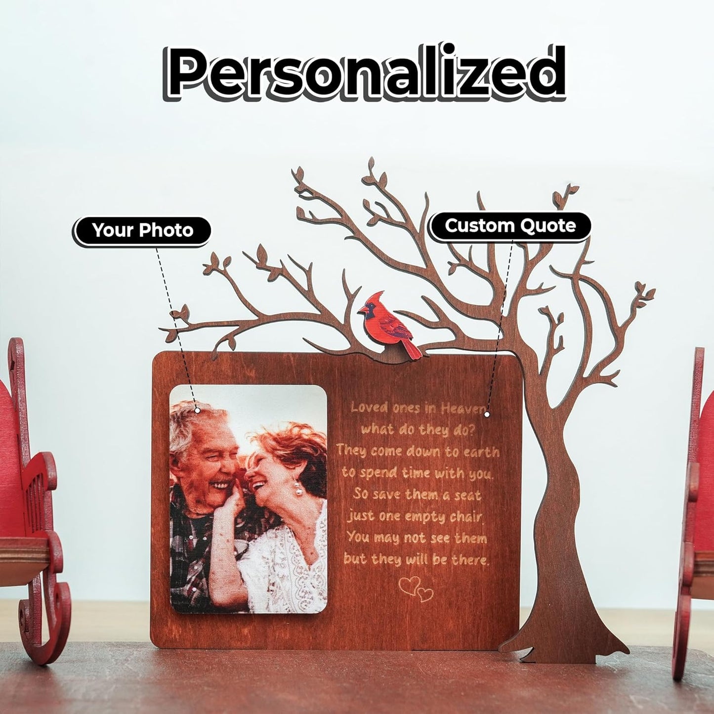 Cardinalis Memorial Candleholders - Personalized Name Sign for Loved Ones | Wooden Keepsake Decor
