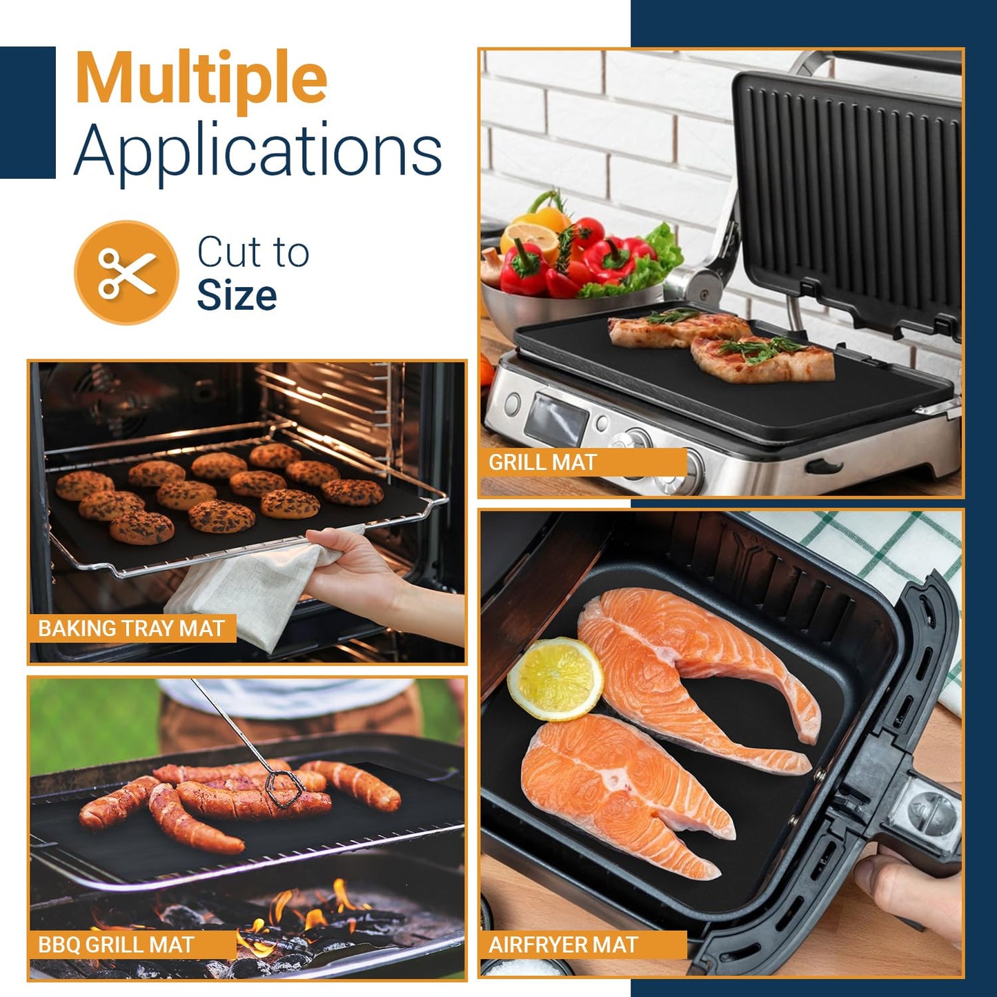 Linda's Essentials Extra Large Grill Mats for Outdoor Grill Mat (3 Pack) - Reusable Heat-Resistant Grilling Mats for Outdoor Grill, Non Stick Grill Matt, Easy Clean BBQ Mats for Outdoor Grills