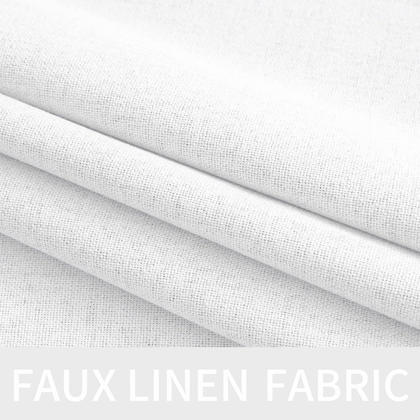 MIULEE Blackout Curtains - 100% Linen Textured Thermal Insulation | Bright White, 52 x 72 Inch (2 Panels)